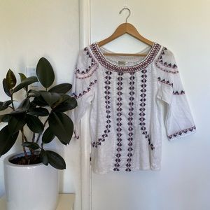 Lucky Brand Embroidered Bohemian Blouse